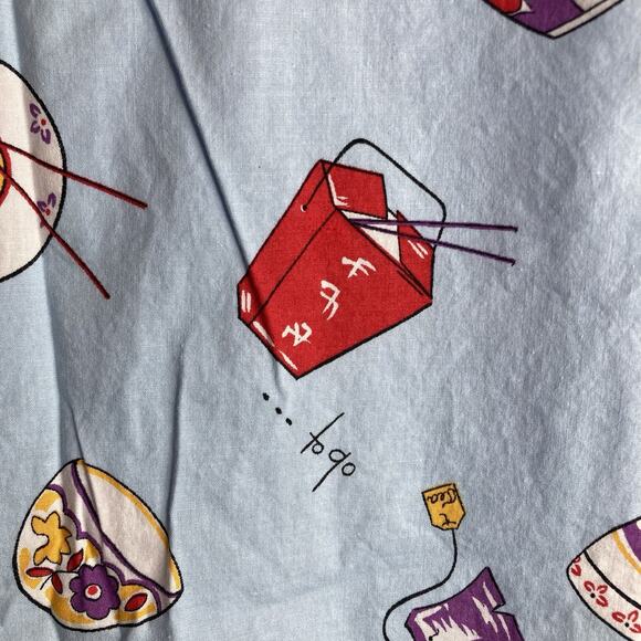 Vintage Chatterprintz Women's Quirky Chinese Food Button Up Shirt Size L Roomy - Picture 10 of 10